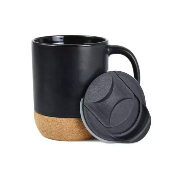 Ceramic Mugs with Lid and Cork Base 385 ml - Image 8