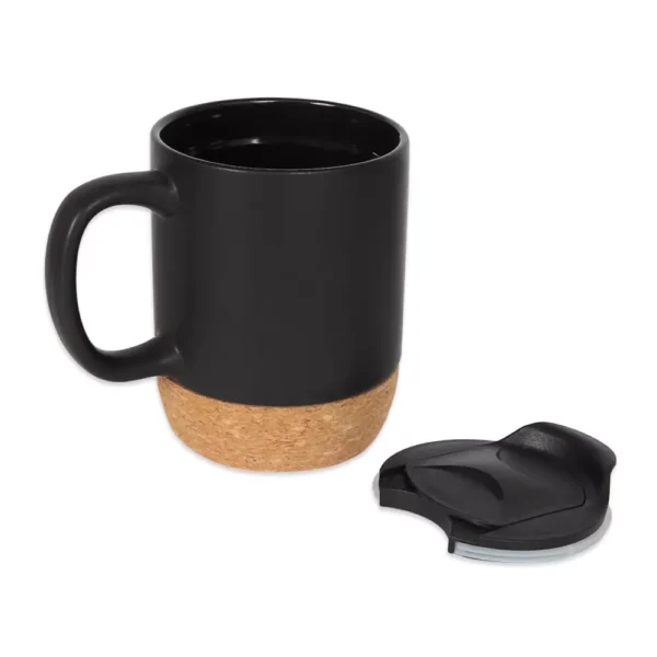 Ceramic Mugs with Lid and Cork Base 385 ml - Image 5
