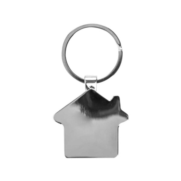 Bamboo and Metal Keychain House Shaped 32mm - Image 4