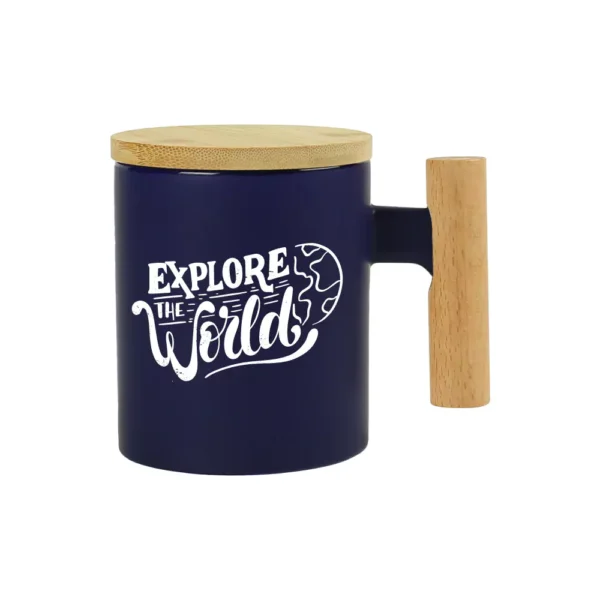 Ceramic Coffee Mugs with Bamboo Handle and Lid 380ml - Image 6