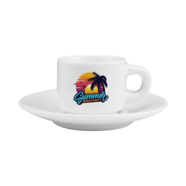 Sublimation White Ceramic Cup & Saucer 77ml Capacity - Image 2