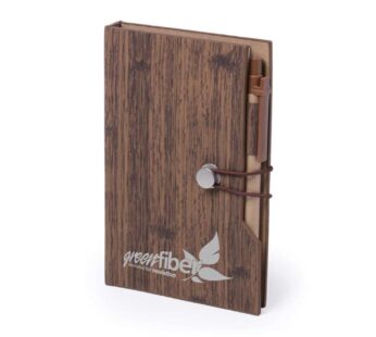 Wood Design Notebook with Sticky Note and Pen