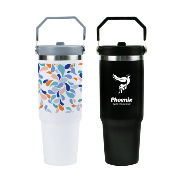 Tumbler with Handle & Straw SS Double Wall 900ml - Image 8