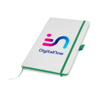 White PU Leather Cover A5 Notebooks Band Bookmark Loop