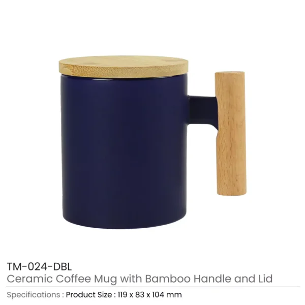 Ceramic Coffee Mugs with Bamboo Handle and Lid 380ml - Image 4