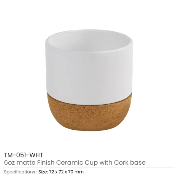 Ceramic Cup with Cork Base 6 oz Matte Finish - Image 2