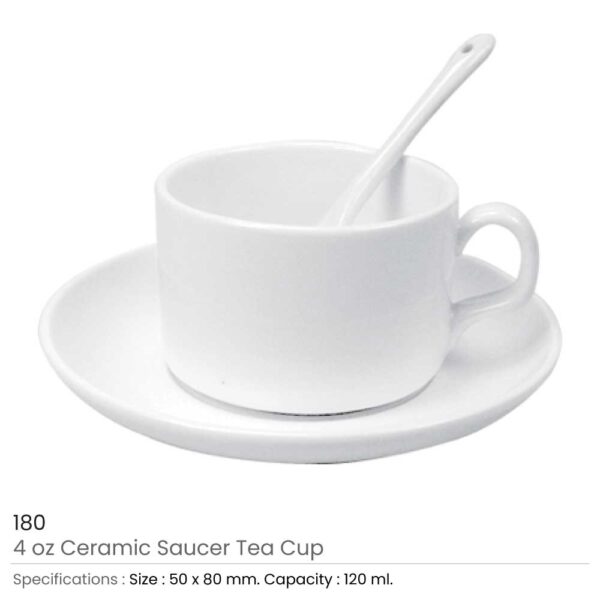 Ceramic Saucer Teacups with Spoon - Image 2