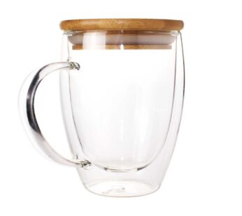 Double Wall Clear Glass Mug with Bamboo Lid – Ramadan Gifts