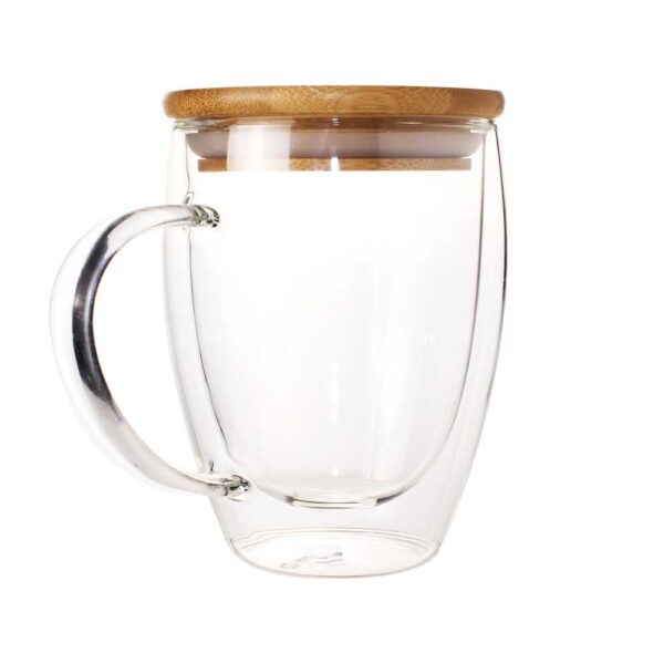 Double Wall Clear Glass Mug with Bamboo Lid – Ramadan Gifts