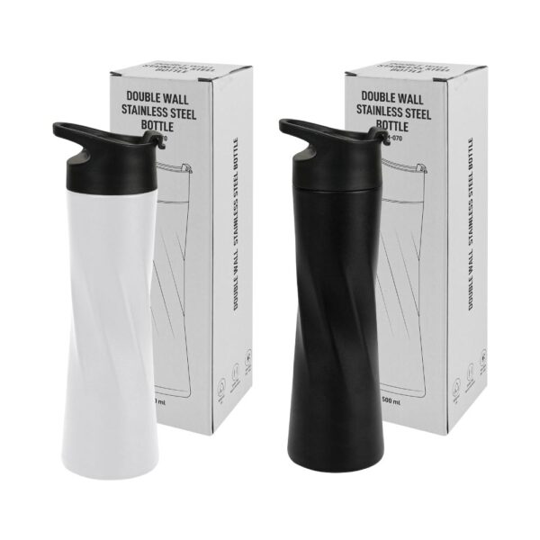 Double Wall SS Bottles Slim Waist Design Flip top Lid 500ml