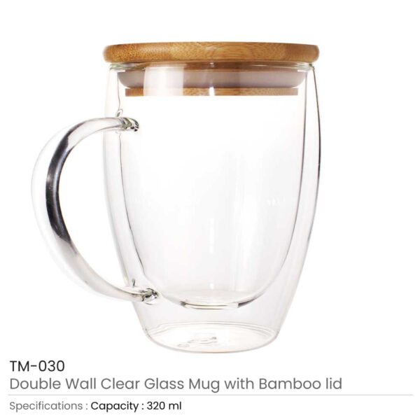 Double Wall Clear Glass Mug with Bamboo Lid – Ramadan Gifts - Image 4