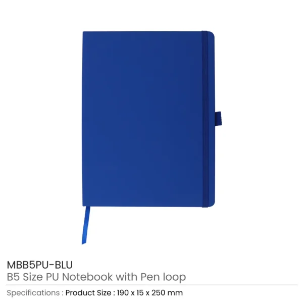PU Notebooks B5 Size, Pen Loop, Ribbon Bookmark, Elastic Band - Image 4