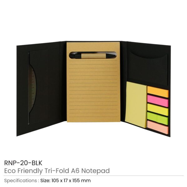 Tri-Fold Notepad with Sticky Notes, Pen, Card Slot and Ruler - Image 2