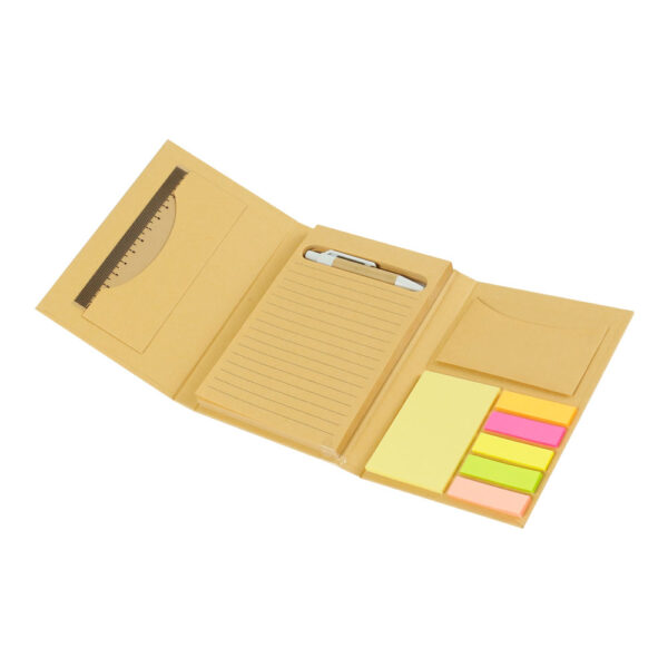 Tri-Fold Notepad with Sticky Notes, Pen, Card Slot and Ruler - Image 4