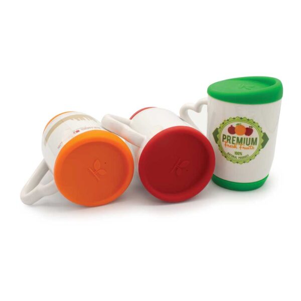 White Ceramic Mugs with Silicone Cap and Base - Image 3