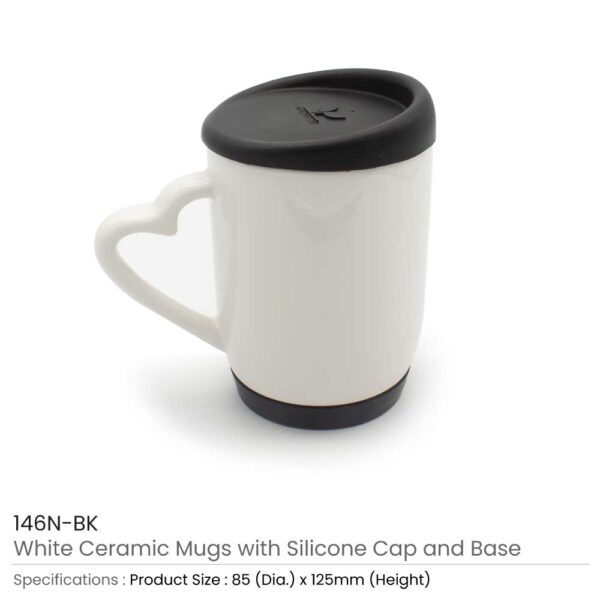 White Ceramic Mugs with Silicone Cap and Base - Image 4