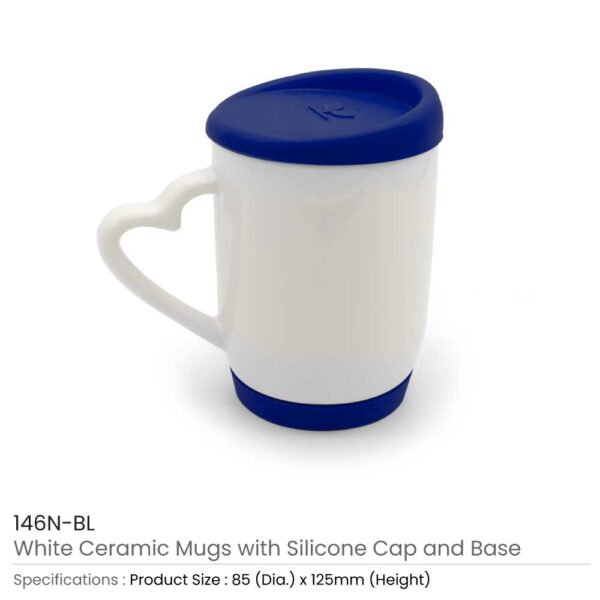 White Ceramic Mugs with Silicone Cap and Base - Image 5