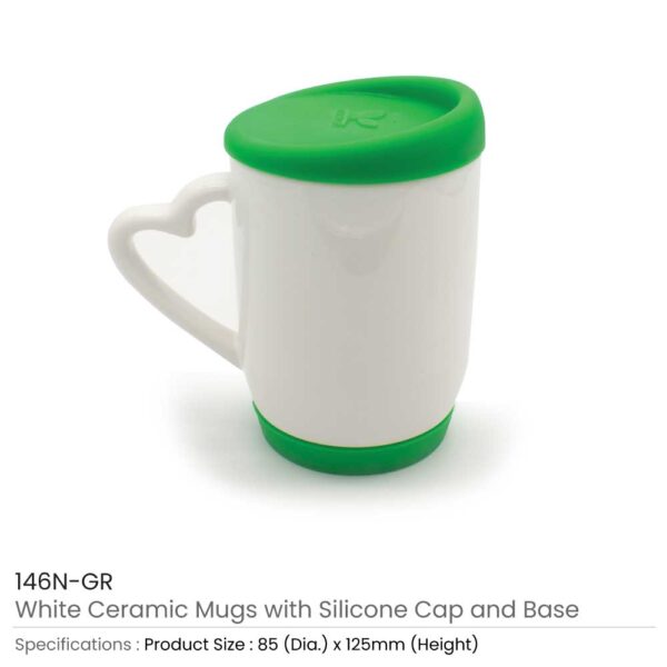 White Ceramic Mugs with Silicone Cap and Base - Image 6