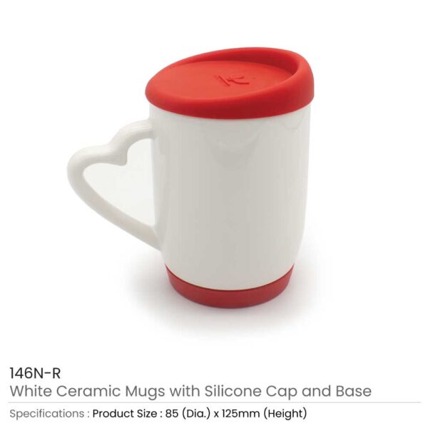 White Ceramic Mugs with Silicone Cap and Base - Image 8