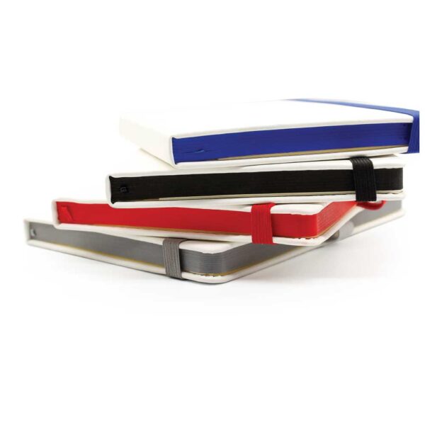 White PU Leather Cover A5 Notebooks Band Bookmark Loop - Image 5